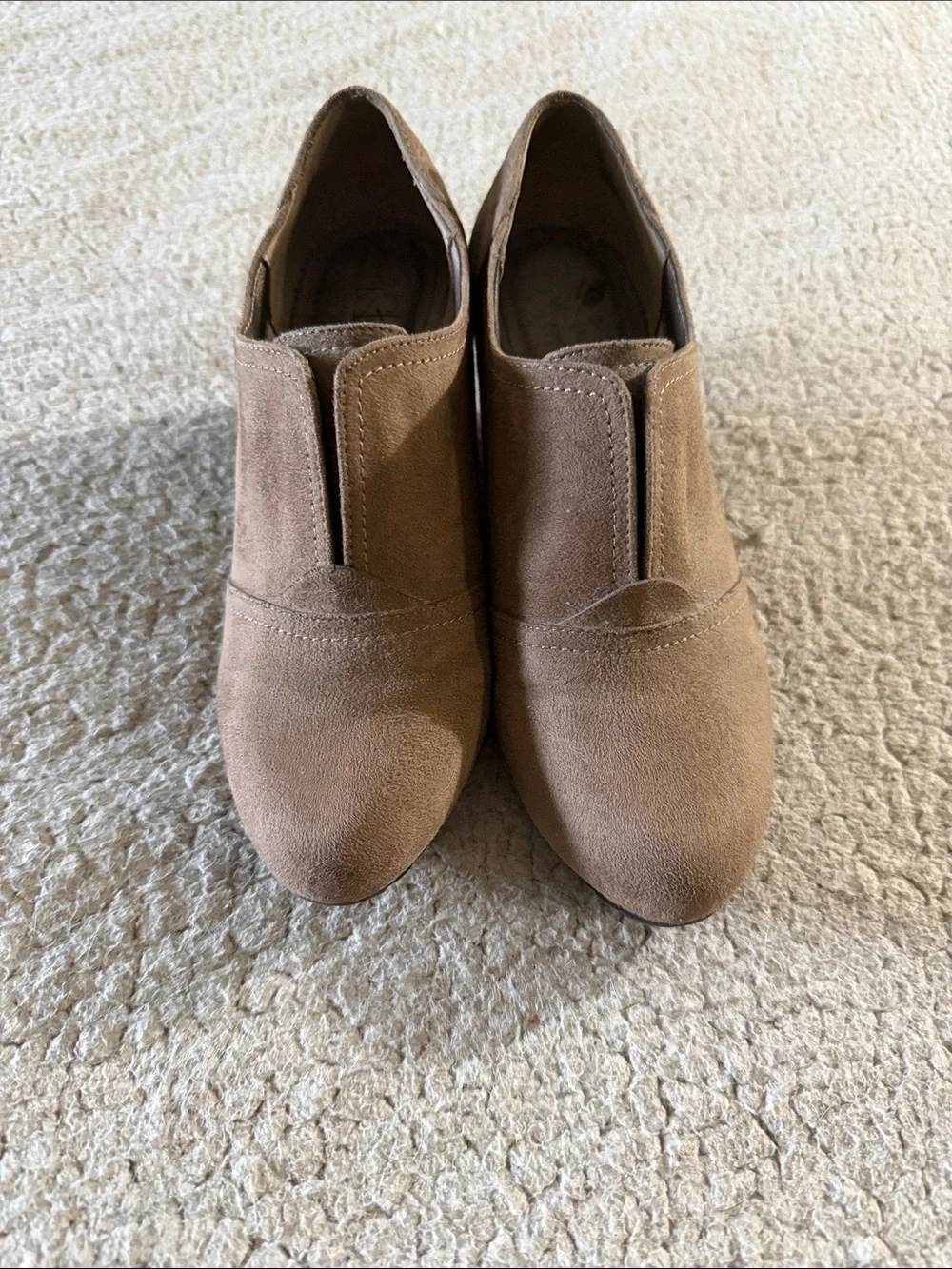 Life Stride Taupe Wedge Booties with Side Stud 7.5